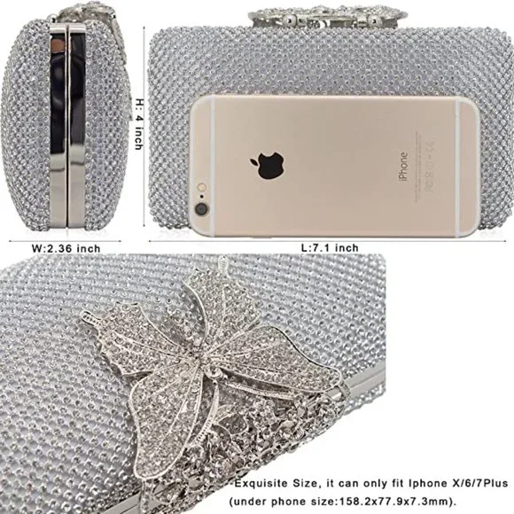 NEW Sparkling Bling Swarovski Crystal Rhinestone Clutch Butterfly Purse … - Picture 8 of 13